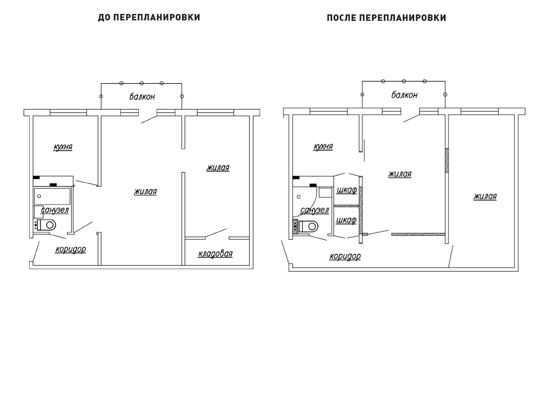 Перепланировка двухкомнатной квартиры в Минске