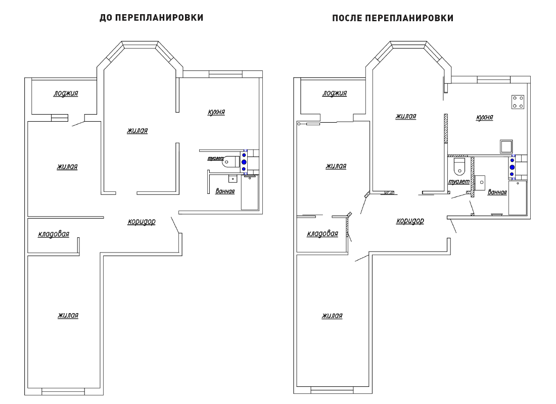 Перепланировка трехкомнатной квартиры в Минске